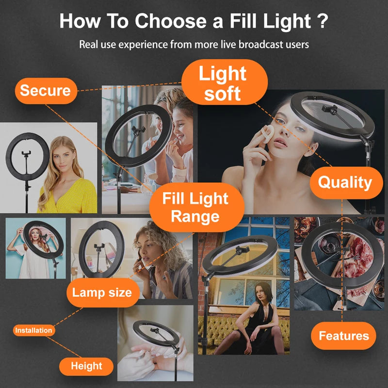 10" RGB Ring Light with Remote & Tripod – 15 Colors, Live & Studio Lighting