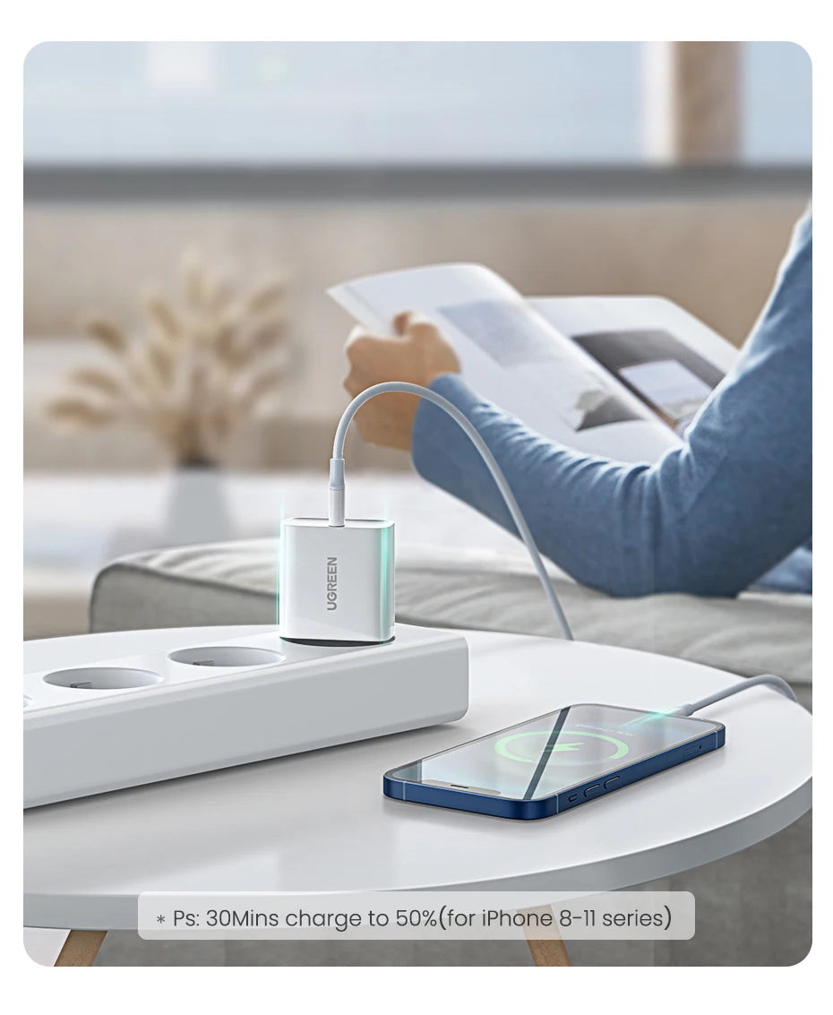Carregador Rápido USB-C UGREEN 20W – QC 4.0 & PD