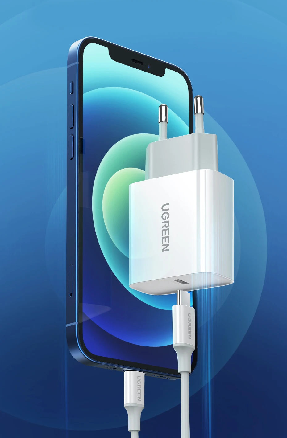 Carregador Rápido USB-C UGREEN 20W – QC 4.0 & PD