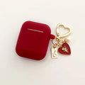 Vintage Roses Pearl Keychain AirPods Case – Wine Red Silicone