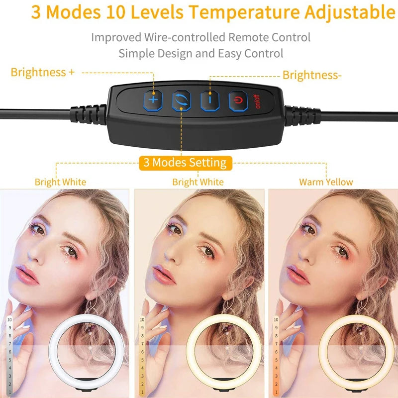 LED Selfie Ring Light with Tripod & Remote – USB Fill Light for TikTok & YouTube