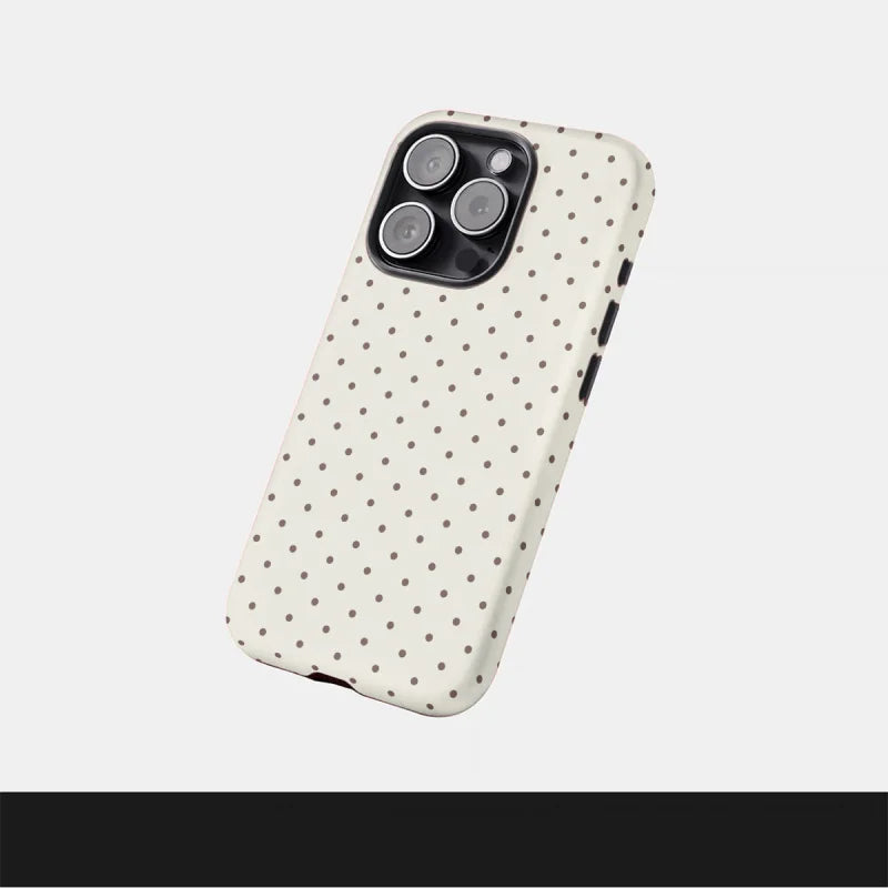 Classic White Polka Dot Phone Case – Shiny & Tough Cover