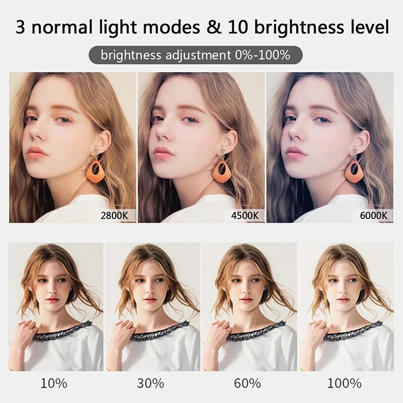 10" LED Selfie Ring Light with Mini Tripod – Dimmable Fill Light for Photography