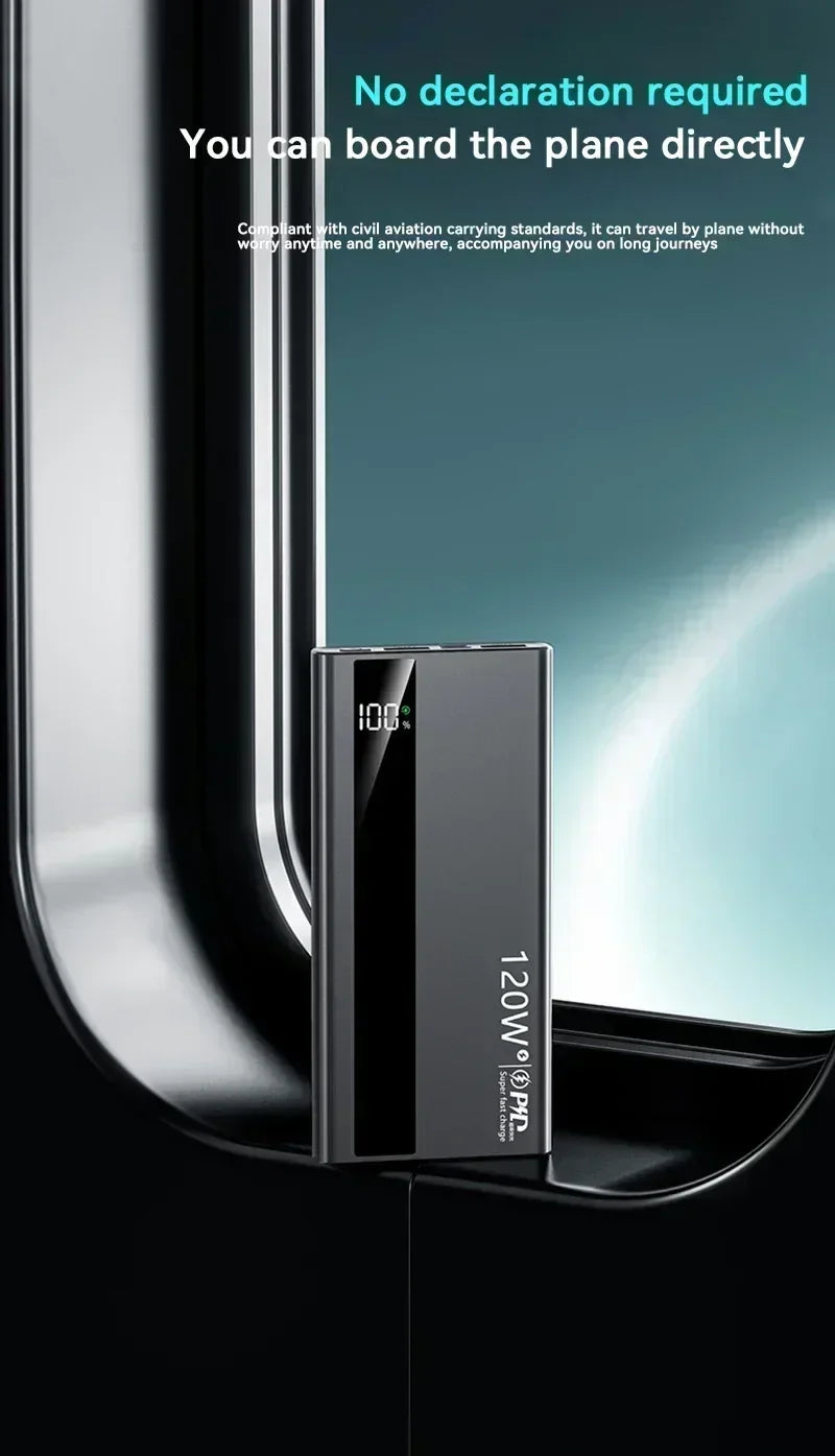 Lenovo 500000mAh 120W Portable Power Bank Large Capacity Super Fast Charge External Battery For Xiaomi Iphone 2026New