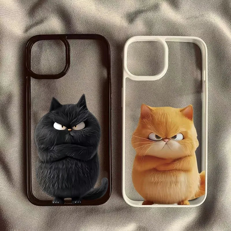 Funny Cat Clear Phone Case for iPhone - Cute Shockproof Cover