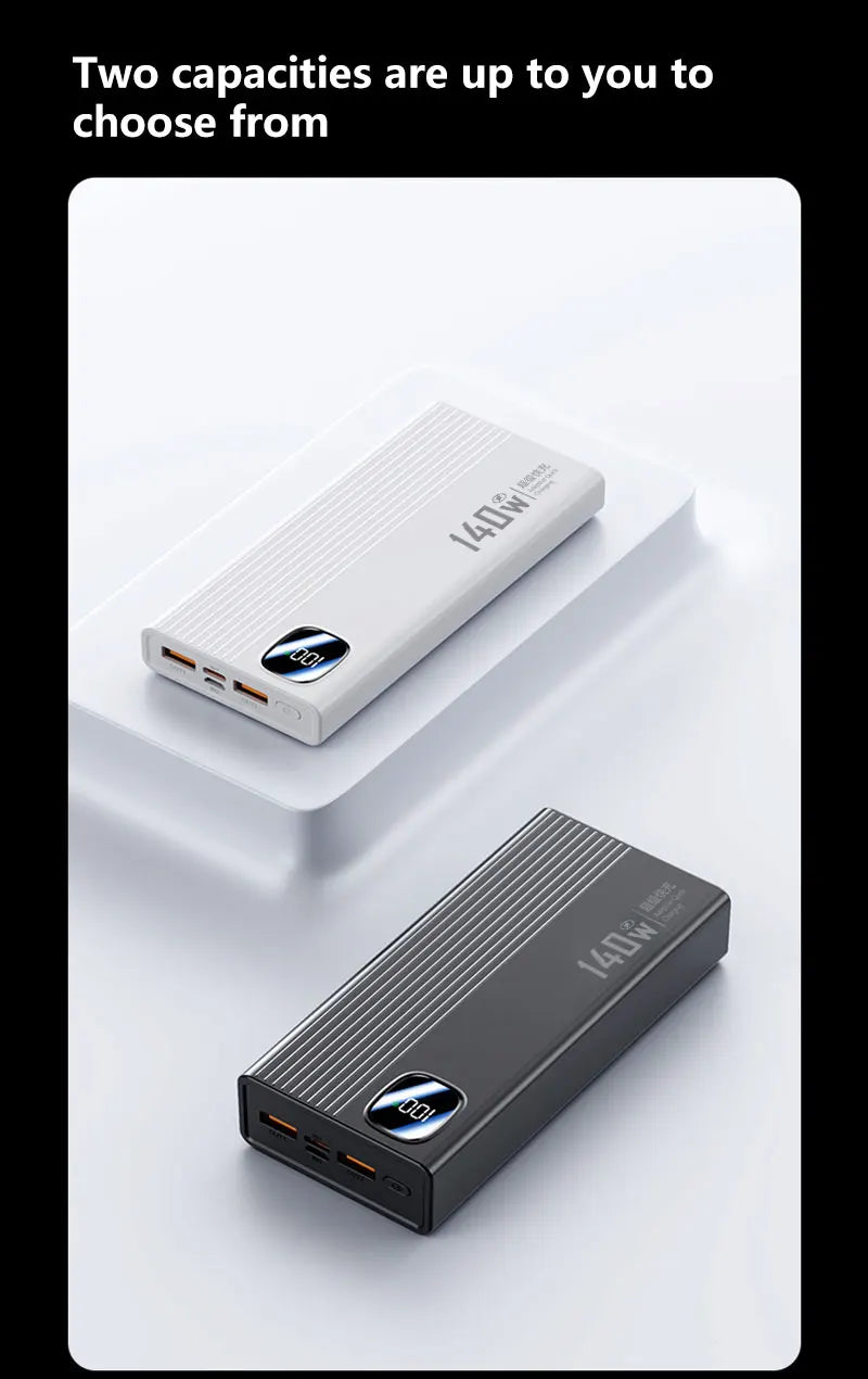 140W Super Fast Charging Power Bank - 500,000mAh with 4-in-1 Cables