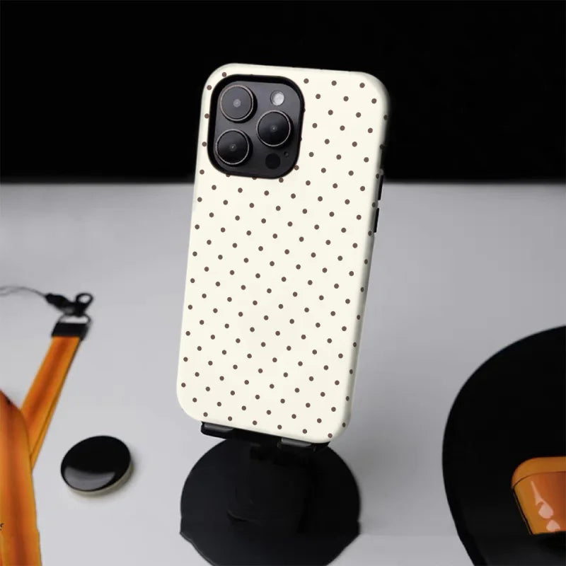 Classic White Polka Dot Phone Case – Shiny & Tough Cover