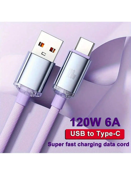 120W USB-C Fast Charging Cable – Braided Nylon Data & Charge Cord