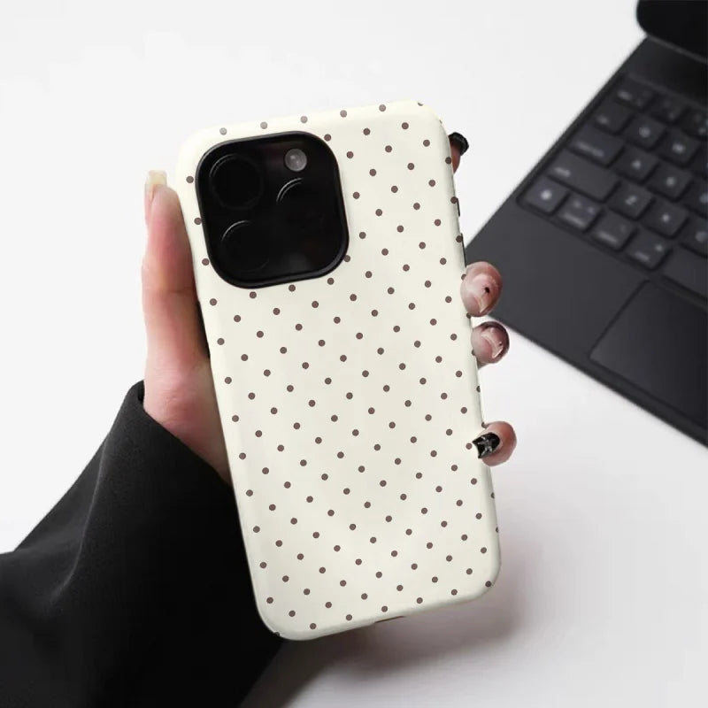 Classic White Polka Dot Phone Case – Shiny & Tough Cover