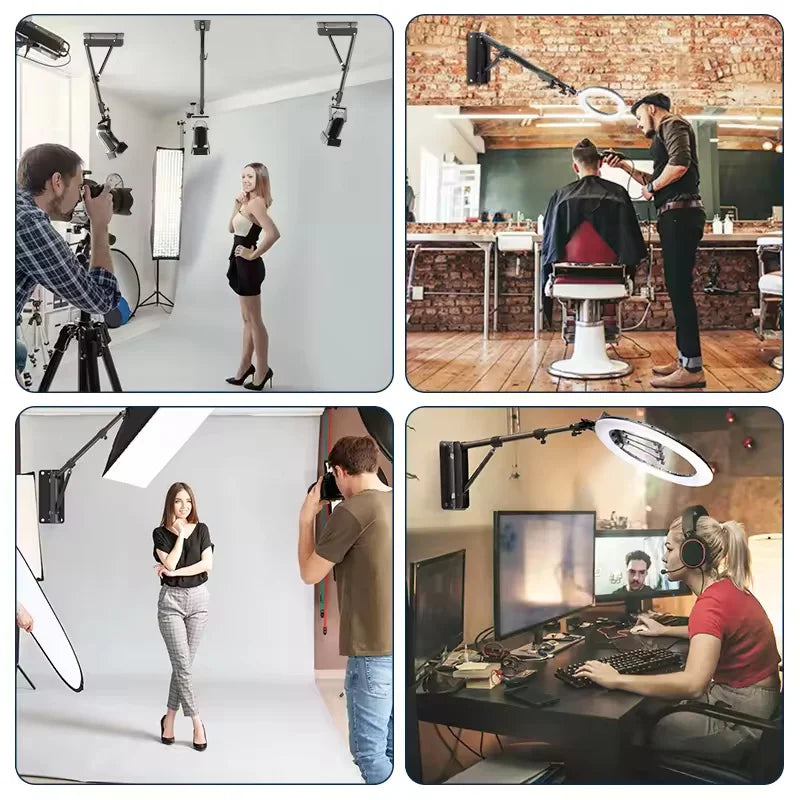 18" LED Ring Light with Wall Mount Boom Arm & Remote – Studio Lighting Kit