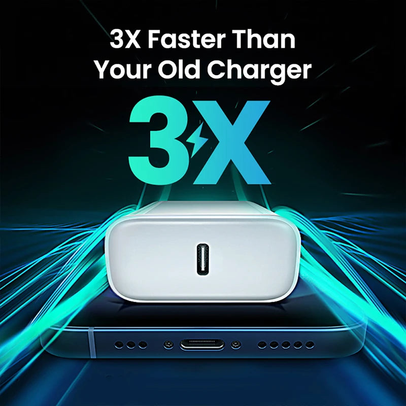 Carregador Rápido PD de 30W - Adaptador de Energia USB-C com Cabo