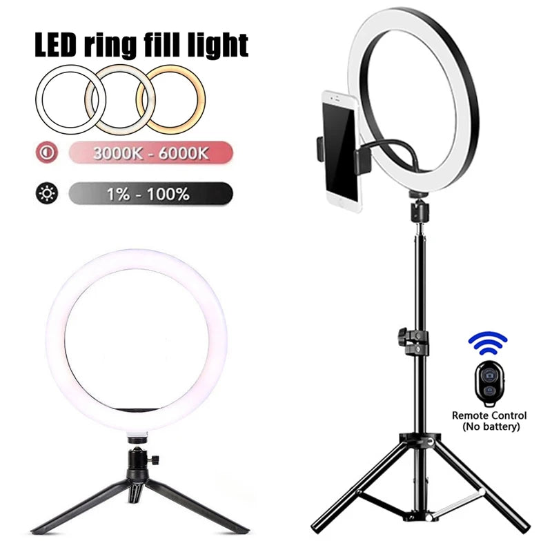 LED Selfie Ring Light with Tripod & Remote – USB Fill Light for TikTok & YouTube