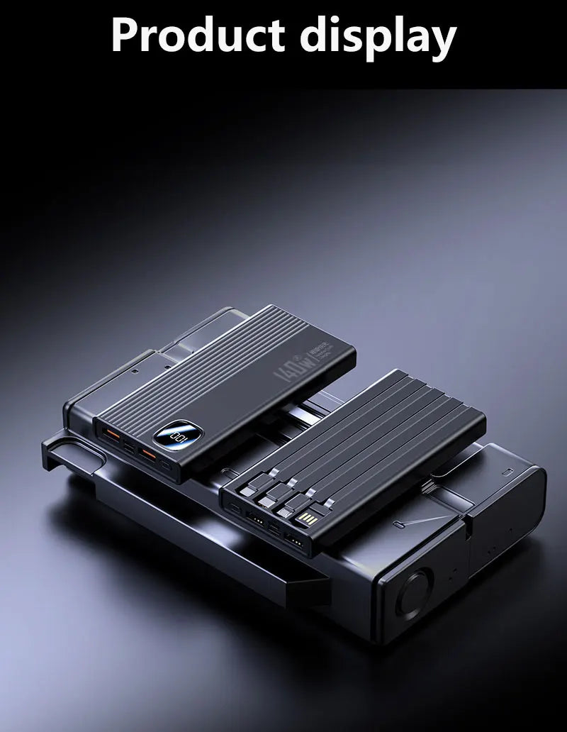 140W Super Fast Charging Power Bank - 500,000mAh with 4-in-1 Cables