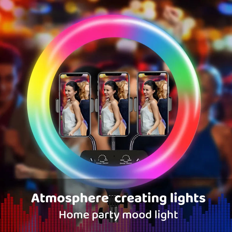 10" RGB Ring Light with Remote & Tripod – 15 Colors, Live & Studio Lighting