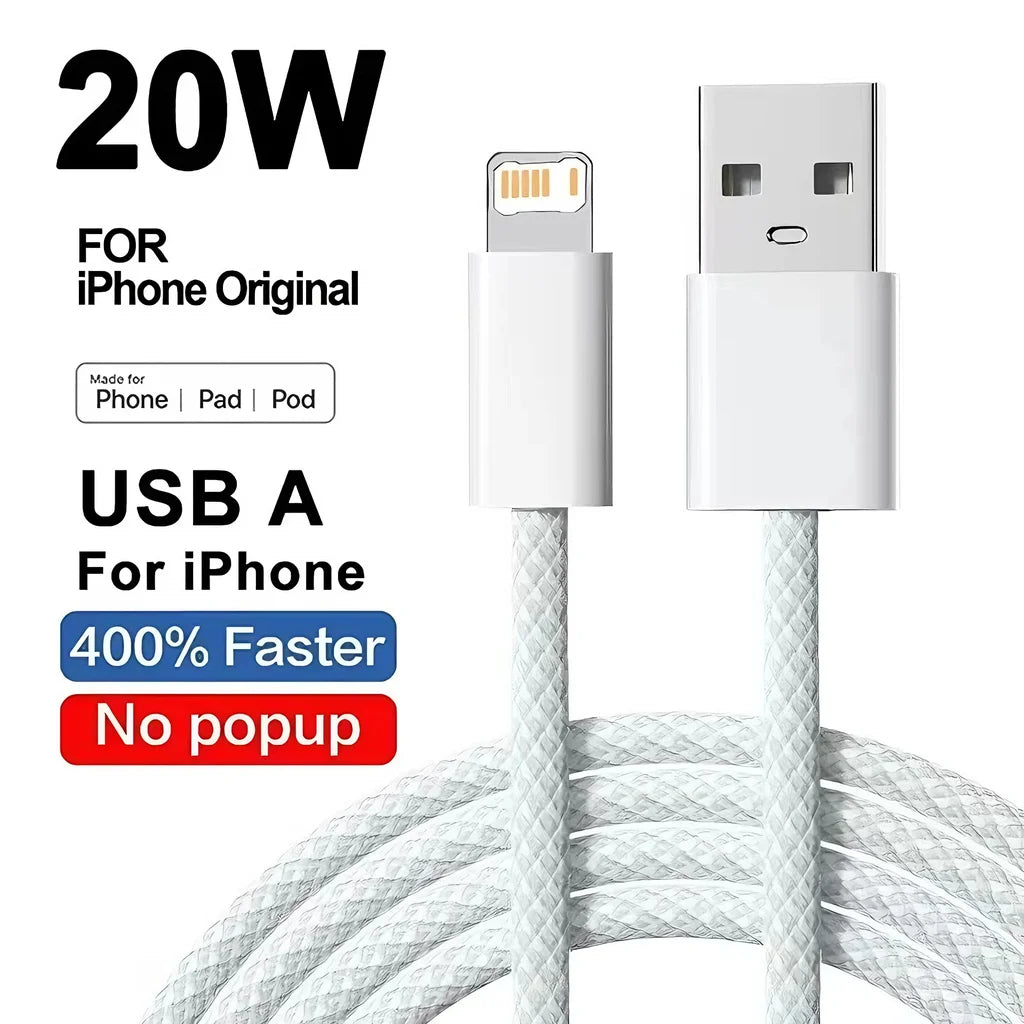 Cable 20W Braided Fast Charging USB-A – 1m & 2m