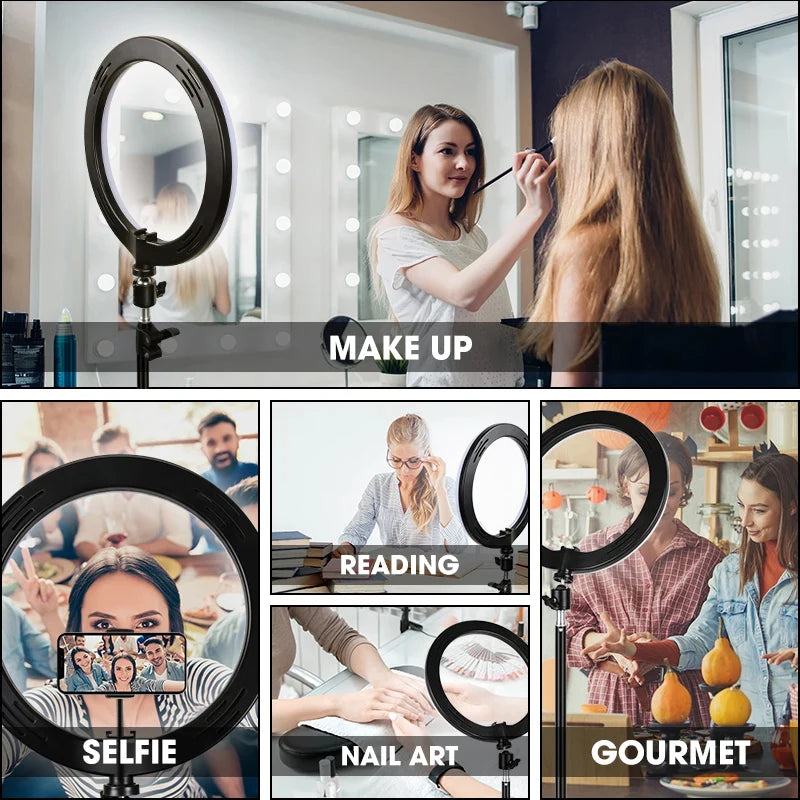 10" LED Selfie Ring Light with Mini Tripod – Dimmable Fill Light for Photography