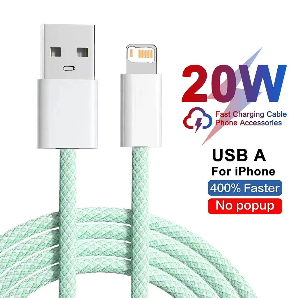 Cable 20W Braided Fast Charging USB-A – 1m & 2m
