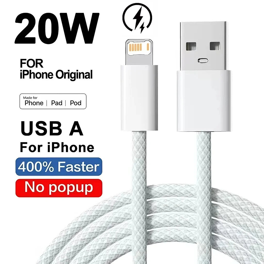 Cable 20W Braided Fast Charging USB-A – 1m & 2m