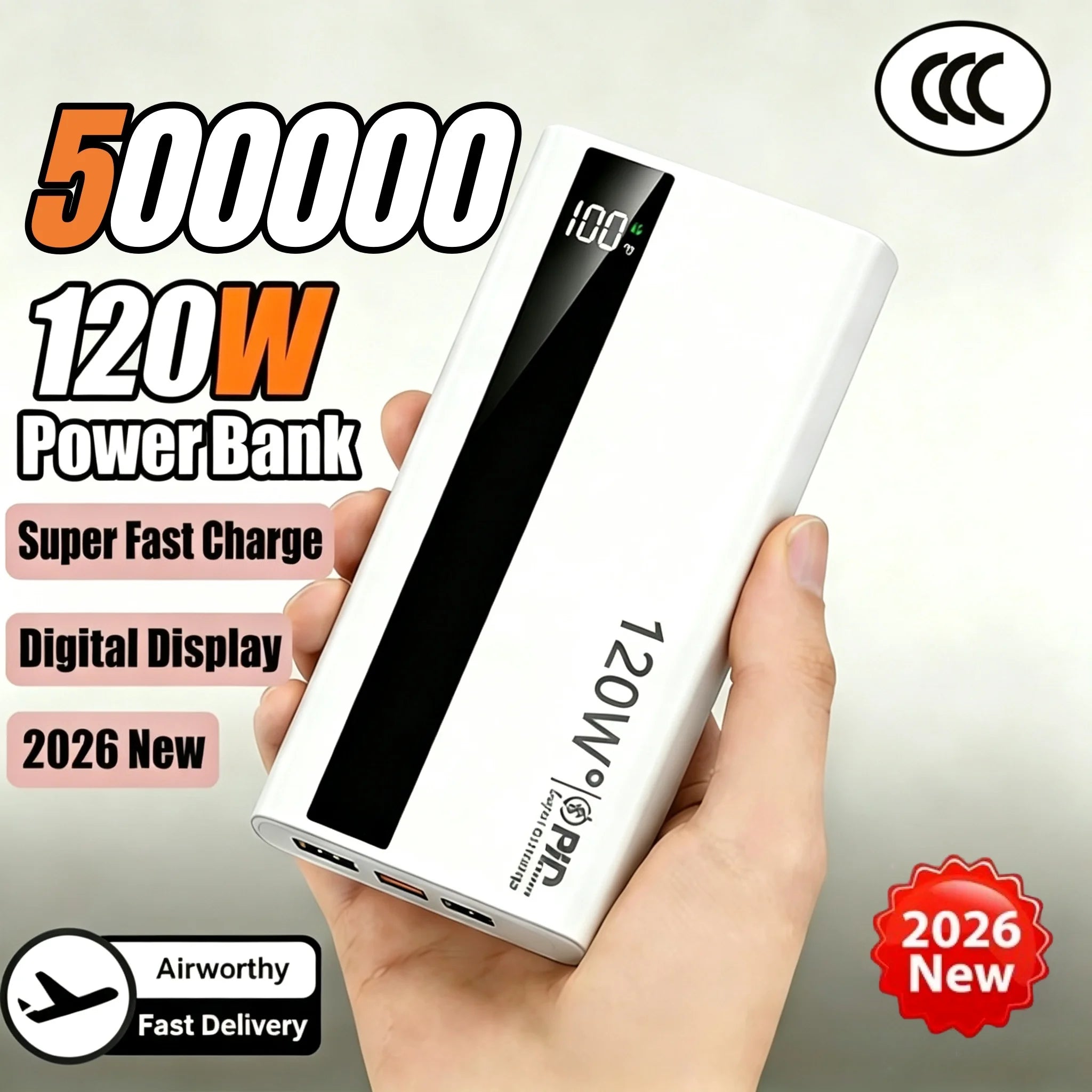 Power Bank 120W Carregamento Super Rápido Portátil