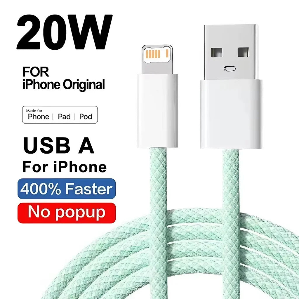 Cable 20W Braided Fast Charging USB-A – 1m & 2m