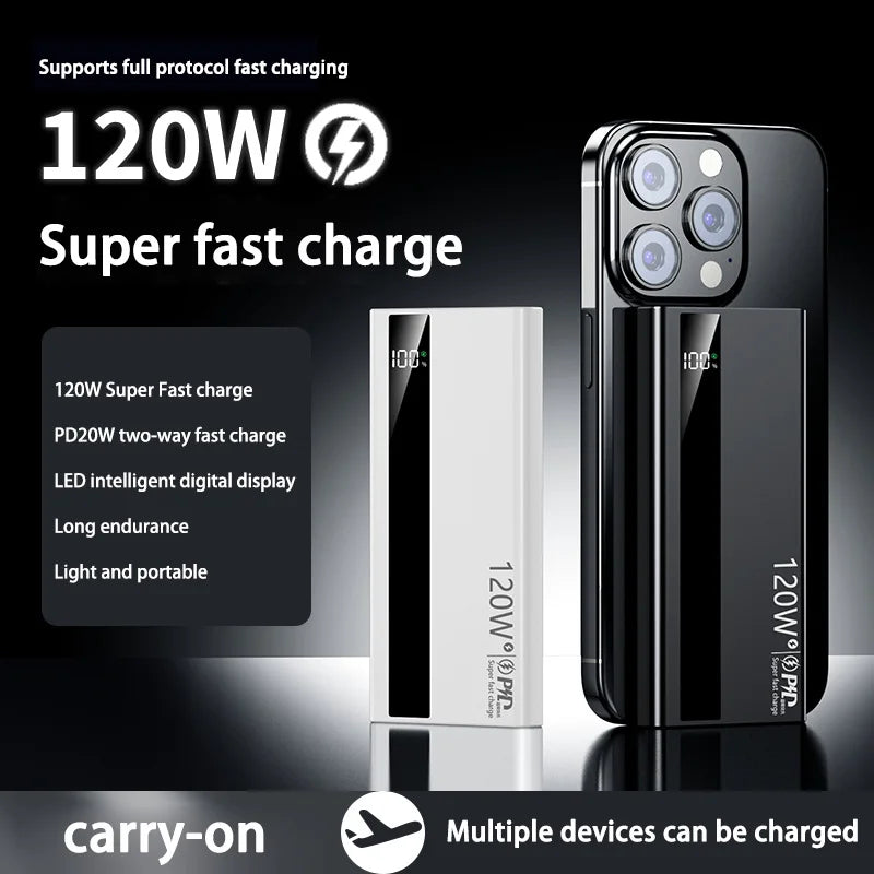 Power Bank 120W Carregamento Super Rápido Portátil