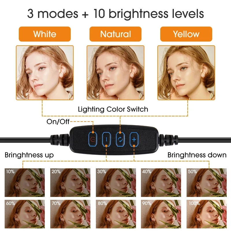 10" LED Selfie Ring Light with Mini Tripod – Dimmable Fill Light for Photography