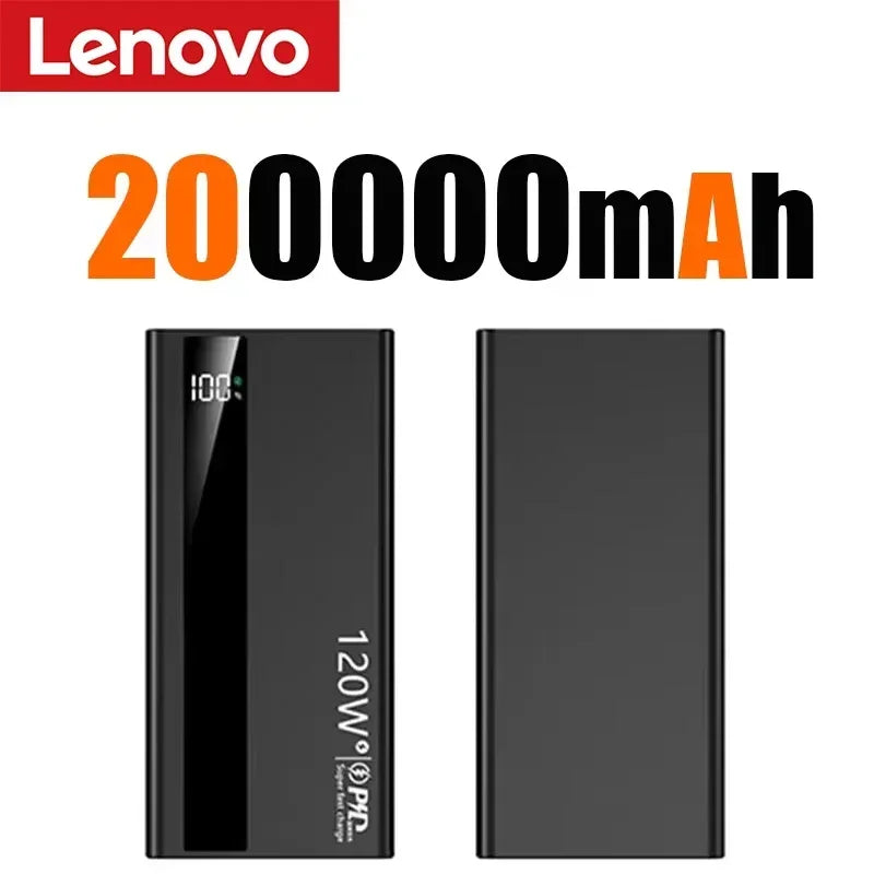 Lenovo 500000mAh 120W Portable Power Bank Large Capacity Super Fast Charge External Battery For Xiaomi Iphone 2026New