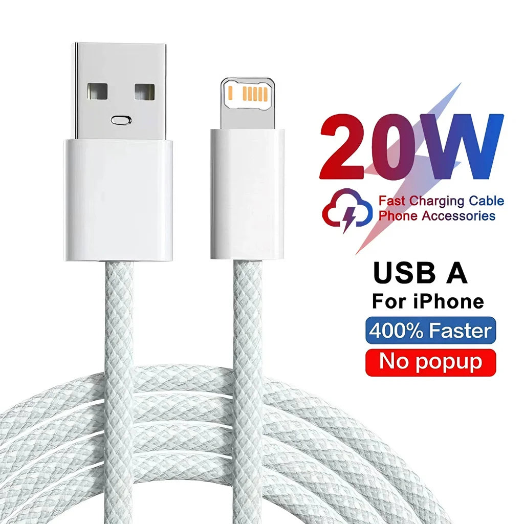 Cable 20W Braided Fast Charging USB-A – 1m & 2m