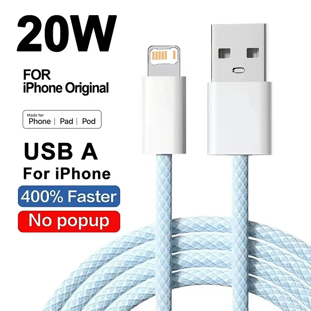 Cable 20W Braided Fast Charging USB-A – 1m & 2m