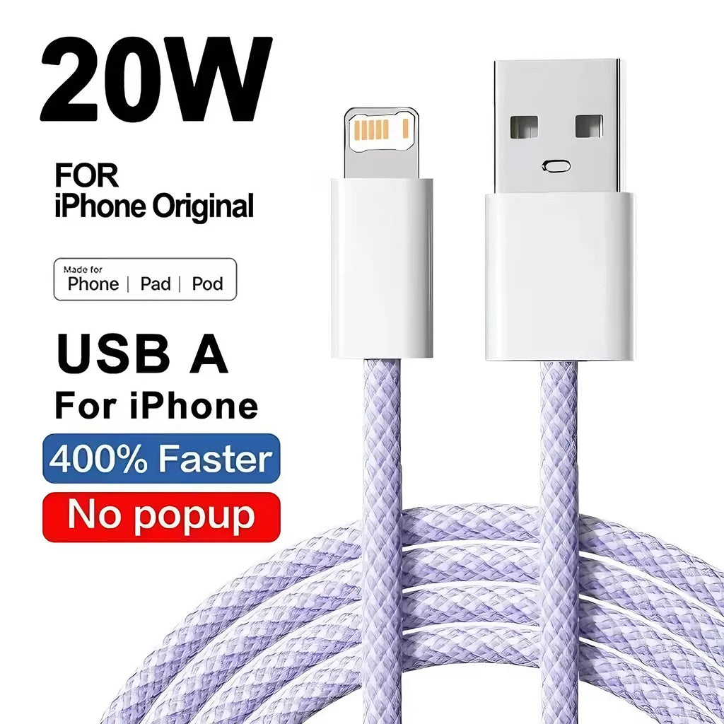 Cable 20W Braided Fast Charging USB-A – 1m & 2m