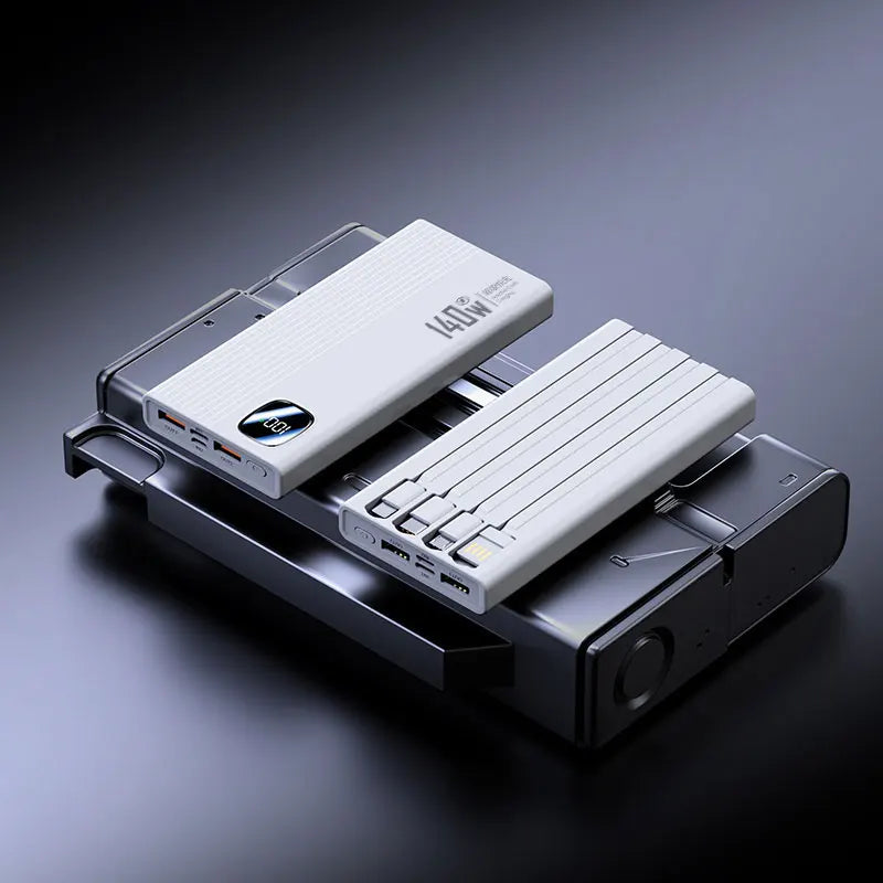 140W Super Fast Charging Power Bank - 500,000mAh with 4-in-1 Cables