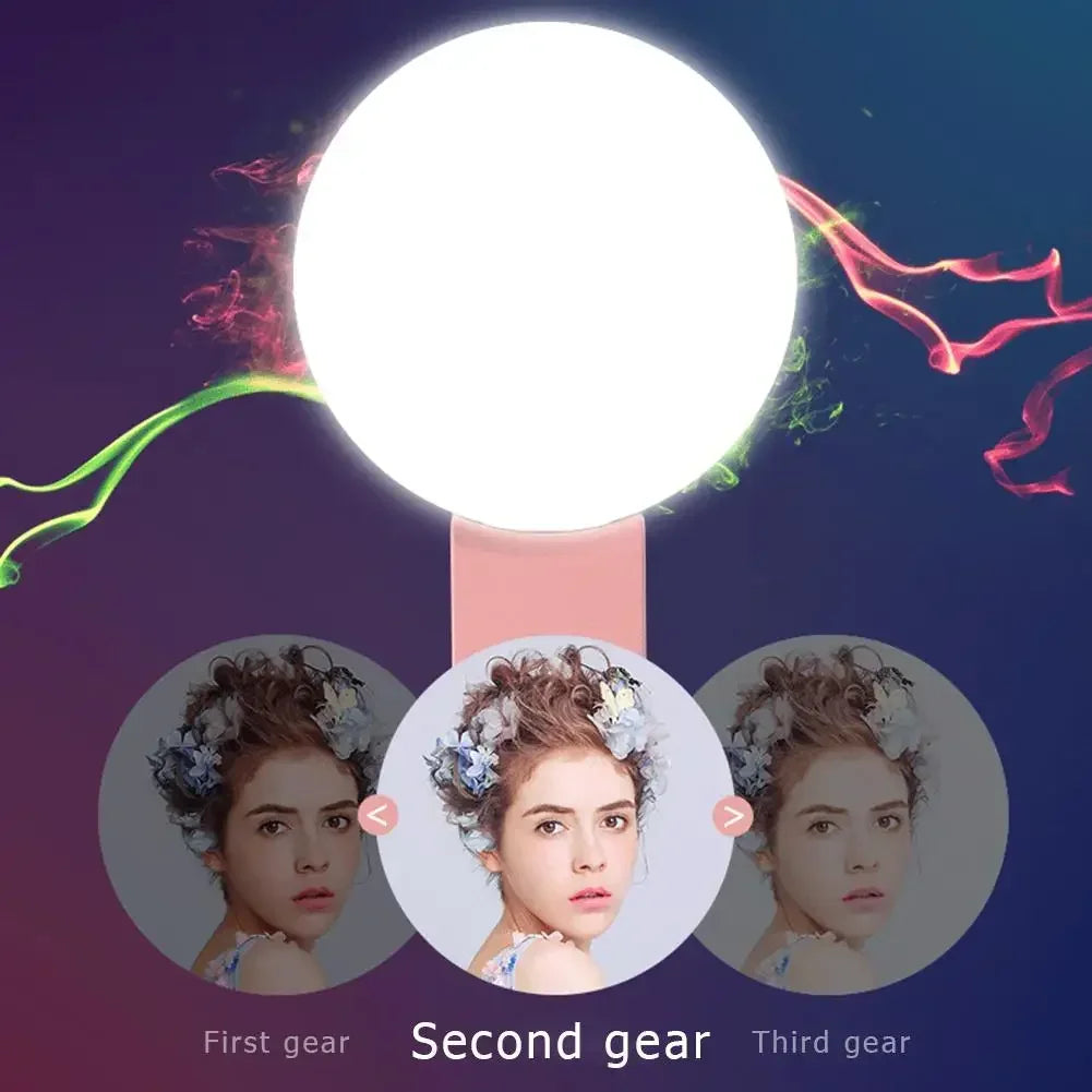 Mini Clip-On LED Selfie Ring Light – 3-Mode Dimmable Fill Light for Mobile