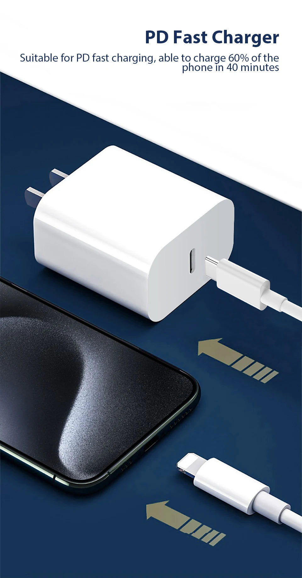 Carregador Rápido PD de 30W - Adaptador de Energia USB-C com Cabo