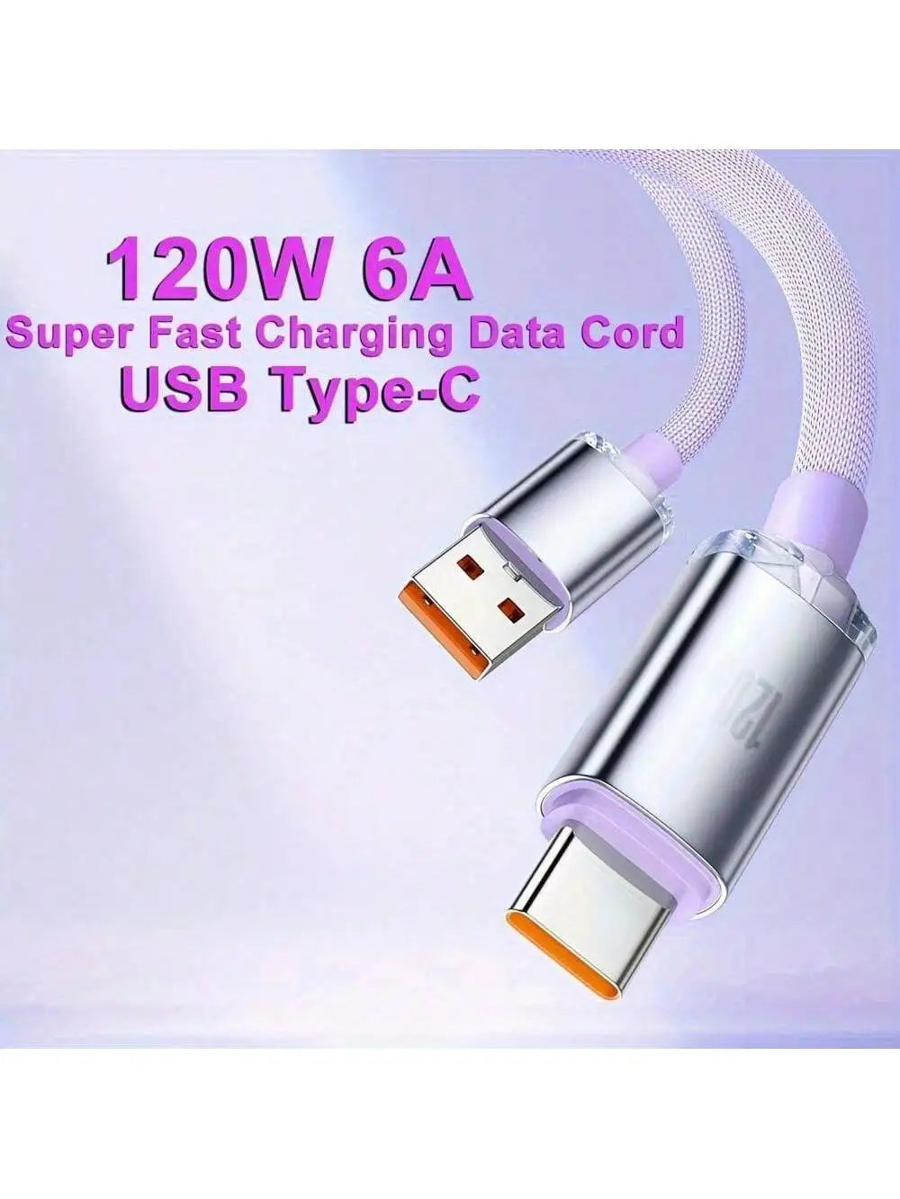 120W USB-C Fast Charging Cable – Braided Nylon Data & Charge Cord