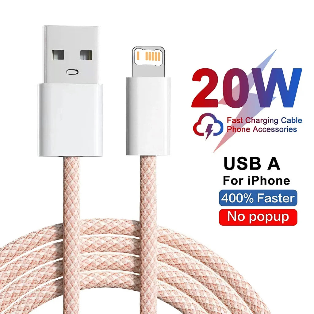 Cable 20W Braided Fast Charging USB-A – 1m & 2m