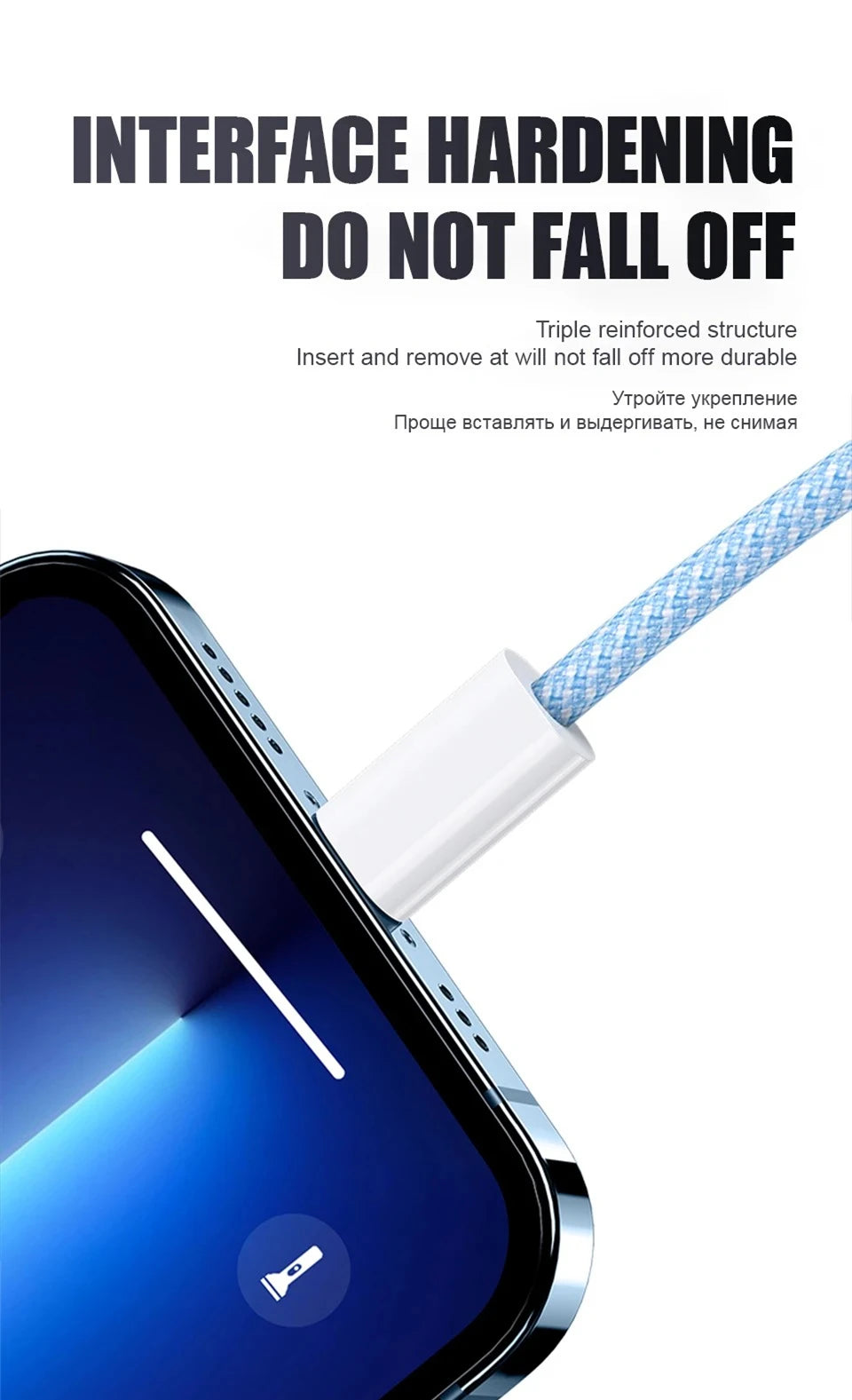 Cabo rápido PD de 35W para iPhone - USB-C trançado, 1m e 2m