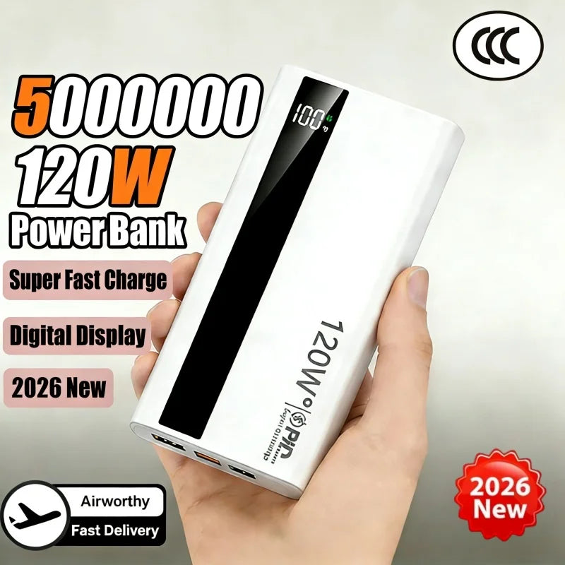 Power Bank 120W Carregamento Super Rápido Portátil