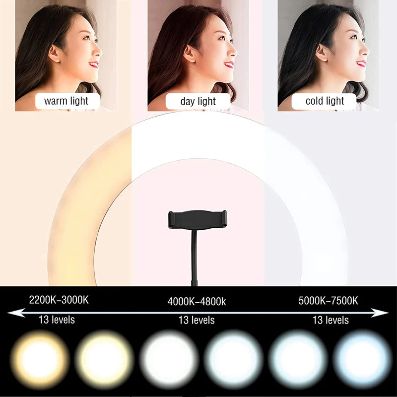 12" LED Ring Light with Tripod Stand – Dimmable USB Fill Light for YouTube & Live