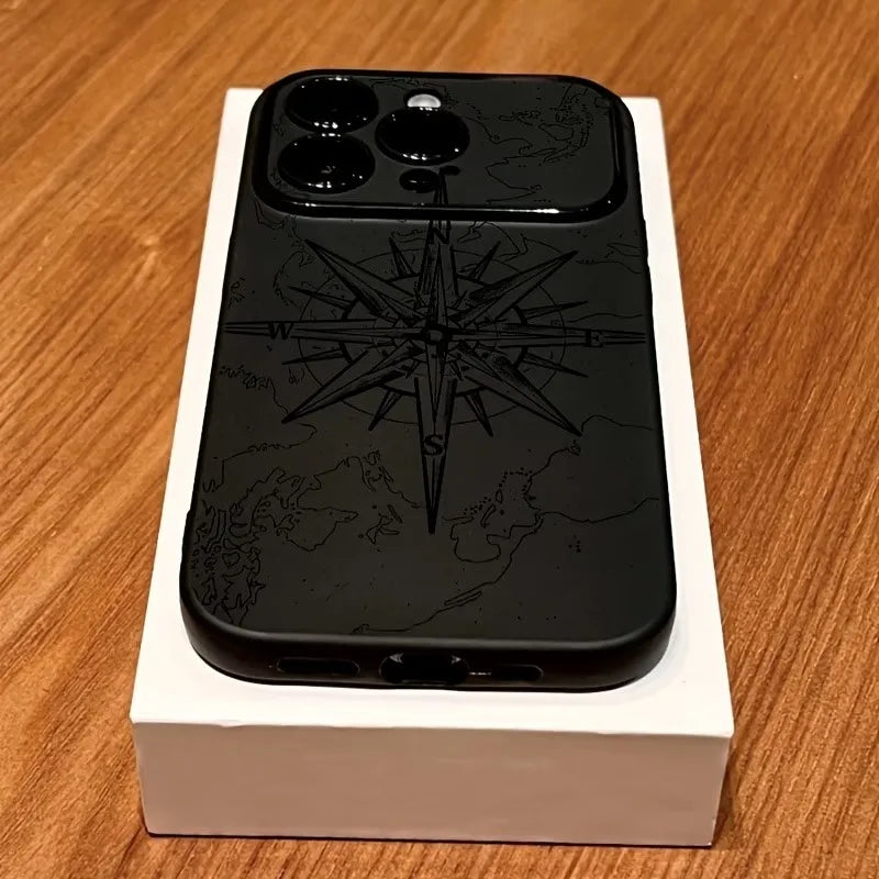 Compass Pattern Phone Case for iPhone - Shockproof Soft Cover