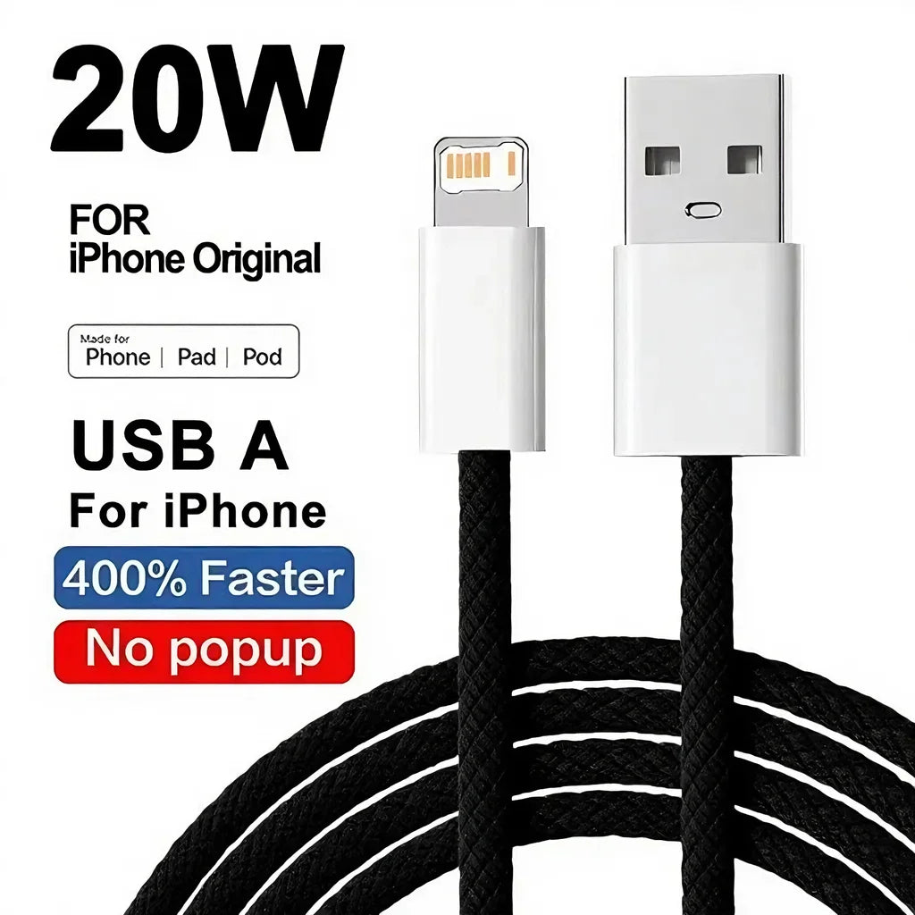 Cable 20W Braided Fast Charging USB-A – 1m & 2m