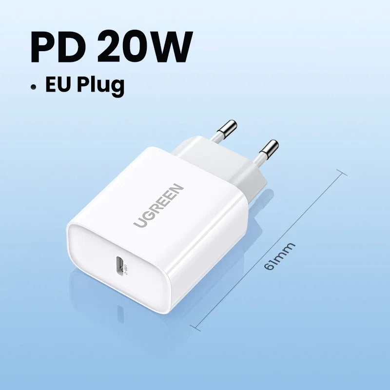 Carregador Rápido USB-C UGREEN 20W – QC 4.0 & PD