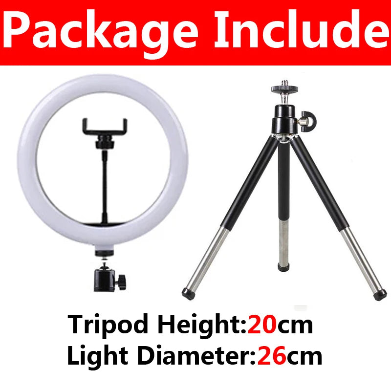 10" LED Selfie Ringlicht mit Mini-Stativ – Dimmbares Fülllicht für Fotografie