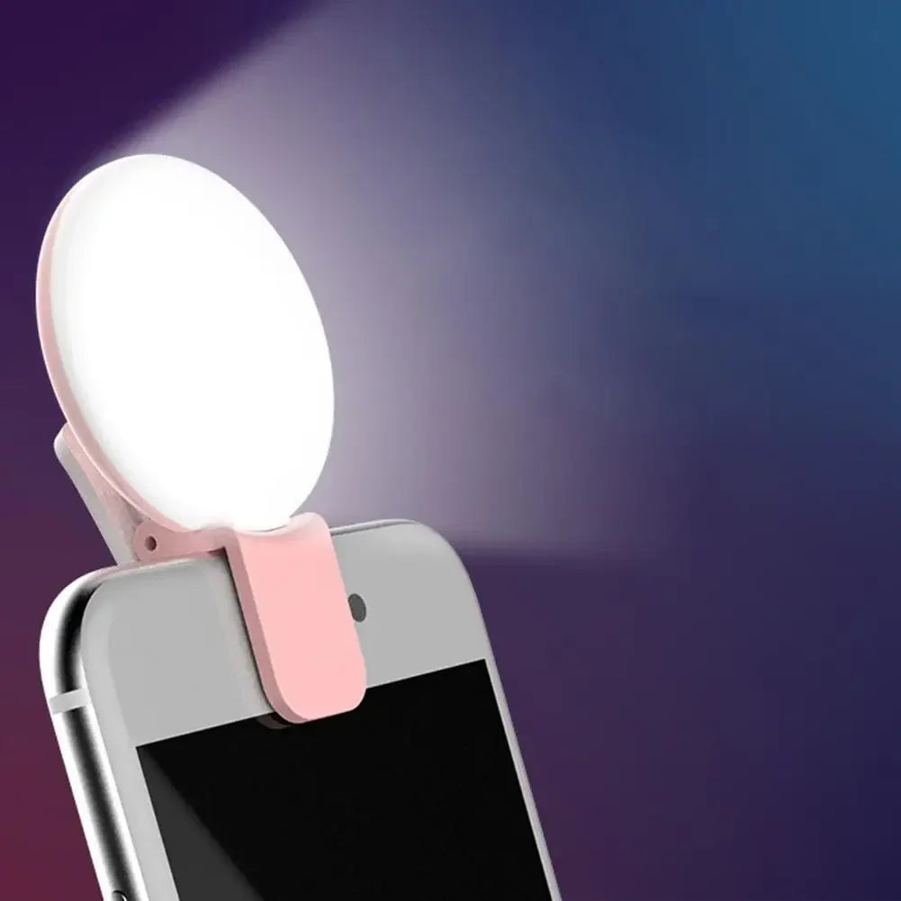 Mini Clip-On LED Selfie Ring Light – 3-Mode Dimmable Fill Light for Mobile