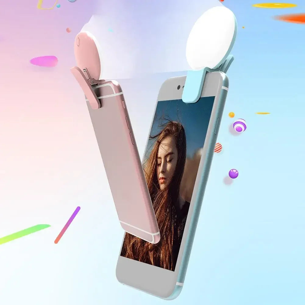 Mini Clip-On LED Selfie Ring Light – 3-Mode Dimmable Fill Light for Mobile