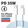 Cabo rápido PD de 35W para iPhone - USB-C trançado, 1m e 2m