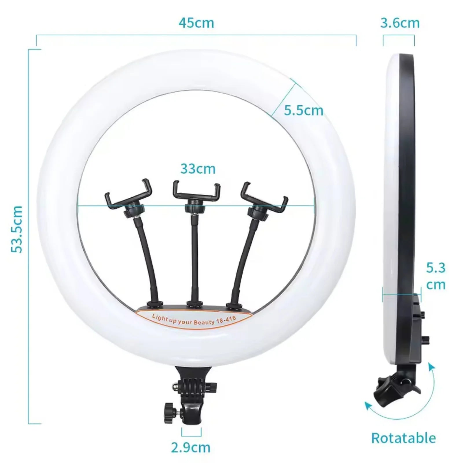 18" LED Ring Light with Wall Mount Boom Arm & Remote – Studio Lighting Kit
