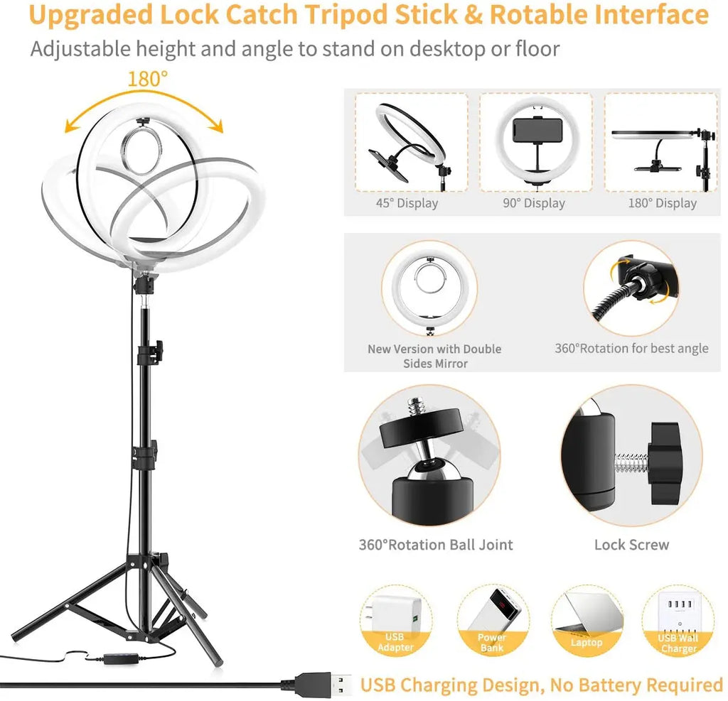 LED Selfie Ring Light with Tripod & Remote – USB Fill Light for TikTok & YouTube