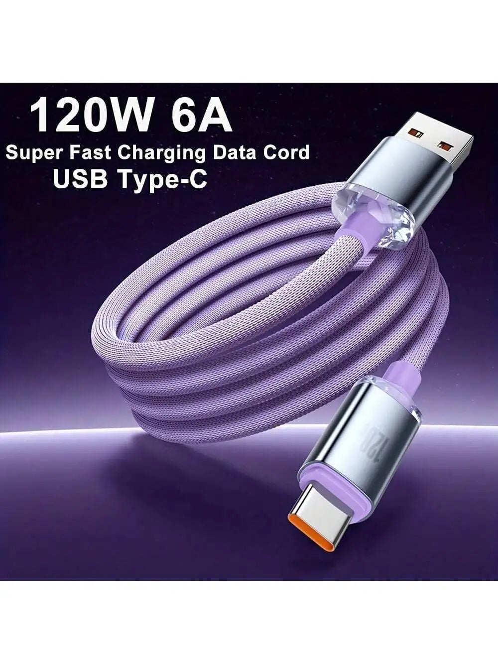 120W USB-C Fast Charging Cable – Braided Nylon Data & Charge Cord