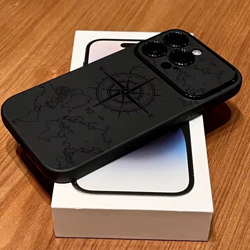 Compass Pattern Phone Case for iPhone - Shockproof Soft Cover