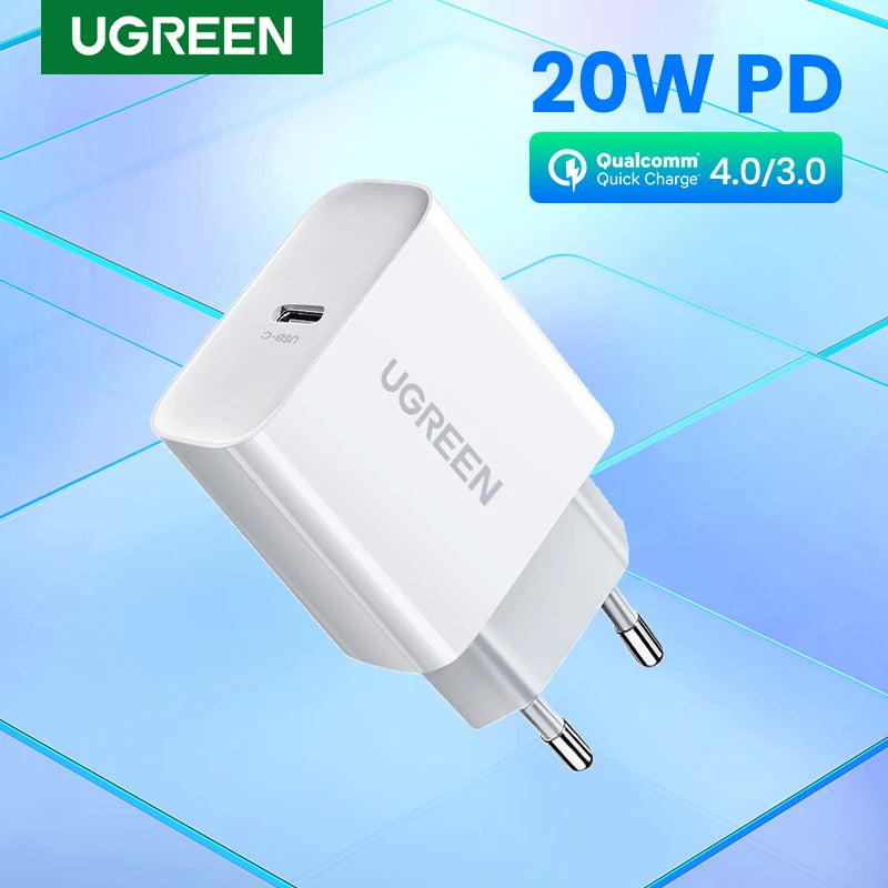 Carregador Rápido USB-C UGREEN 20W – QC 4.0 & PD